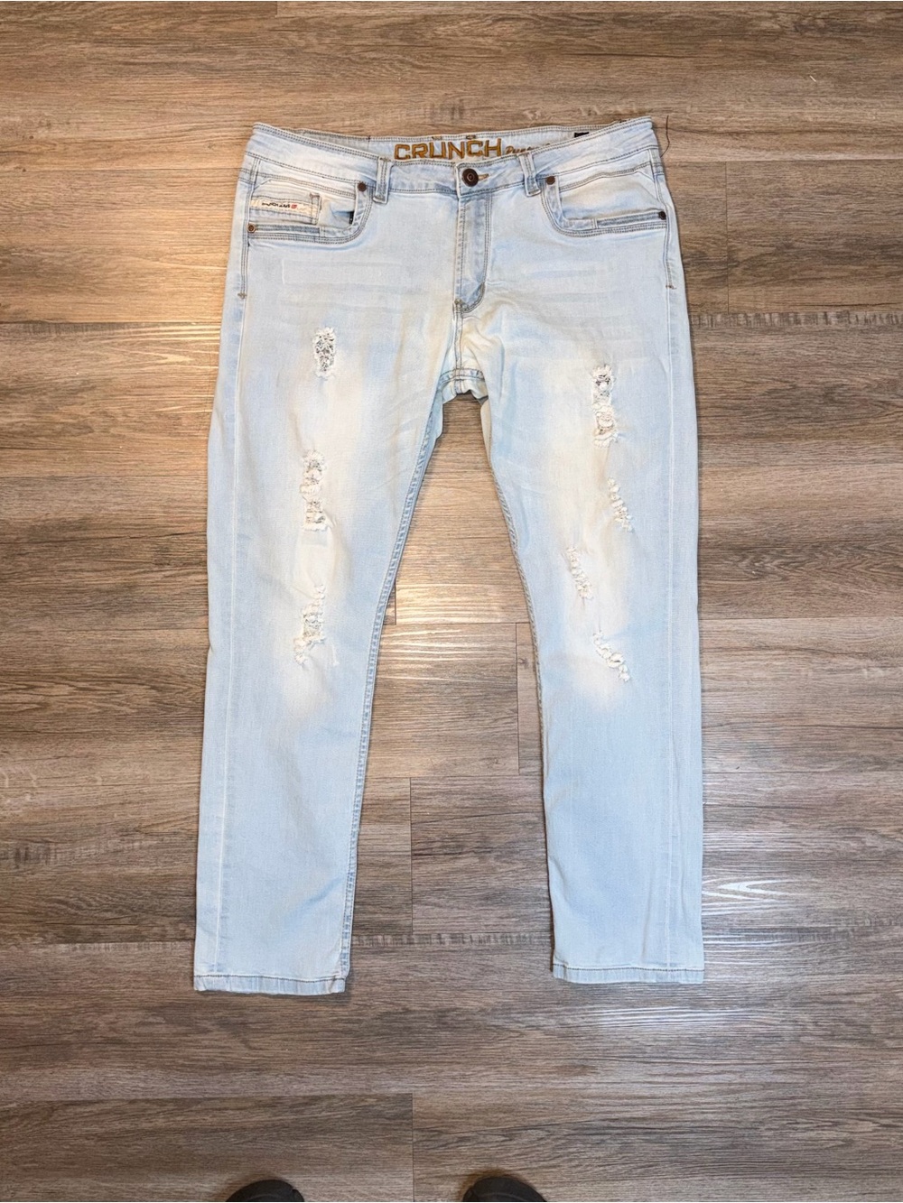 Crunch Premium Jeans Mens W36 x L30 Light-Wash Denim Y2K/ Early 2000s Vintage